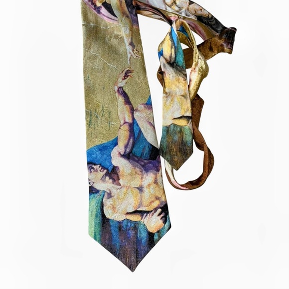 The museum company Michelangelo creation of Adam silk tie vintage retro - Picture 1 of 5